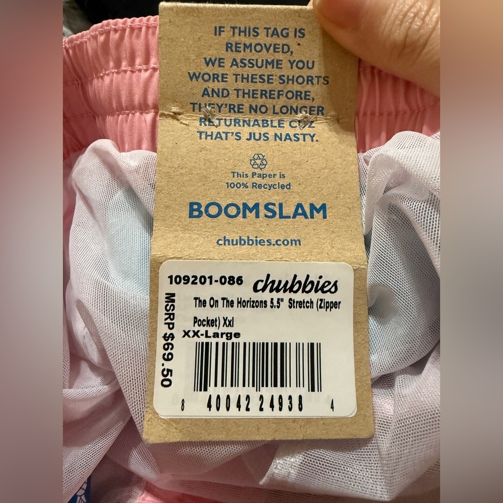 NWT Chubbies On the Horizons 5.5” Size XXL Lined Striped Blue Pink Swim Men - Picture 3 of 3